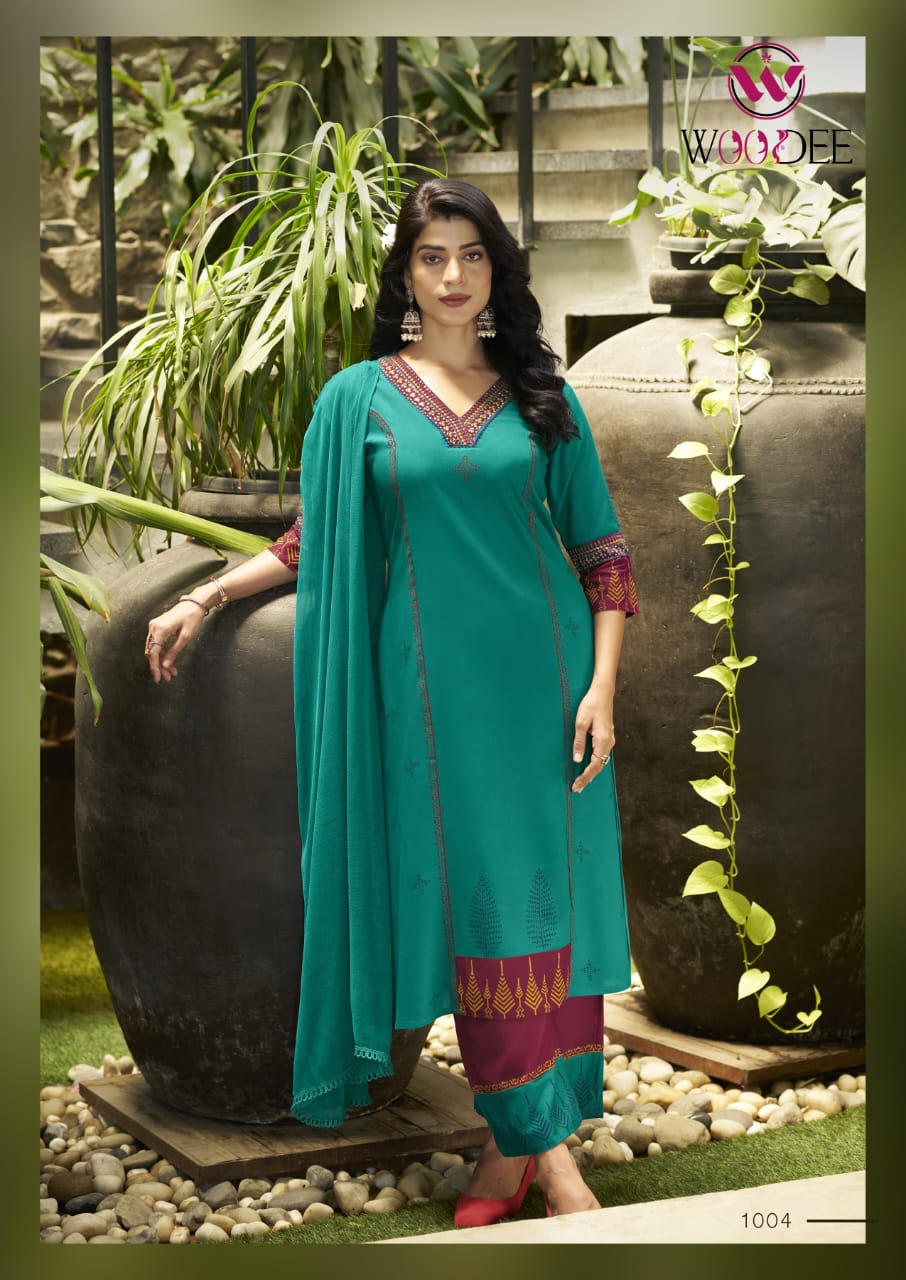 Tamanna By Woodee Rayon Online Kurti With Bottom Dupatta Wholesale